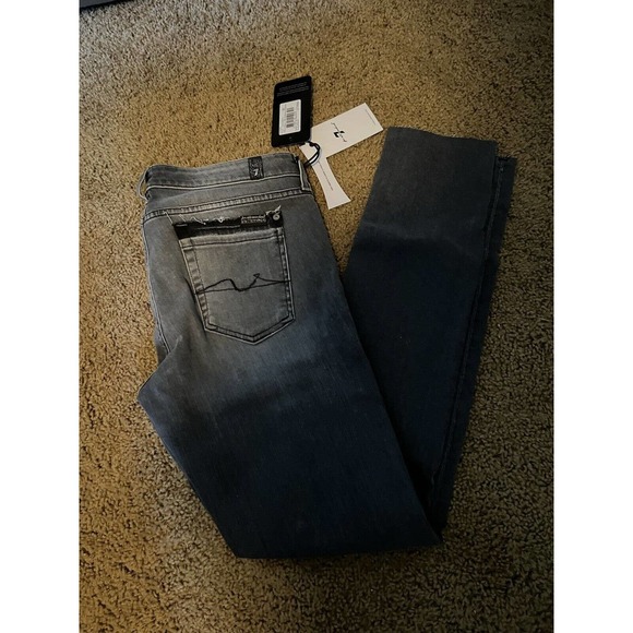 NWT 7 For All Mankind Pyper Slim Illusion Jeans Size 30 Washed Grey - Picture 2 of 7